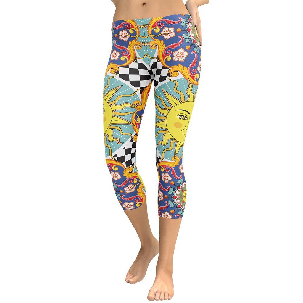 Psychedelic Sun Print Capris