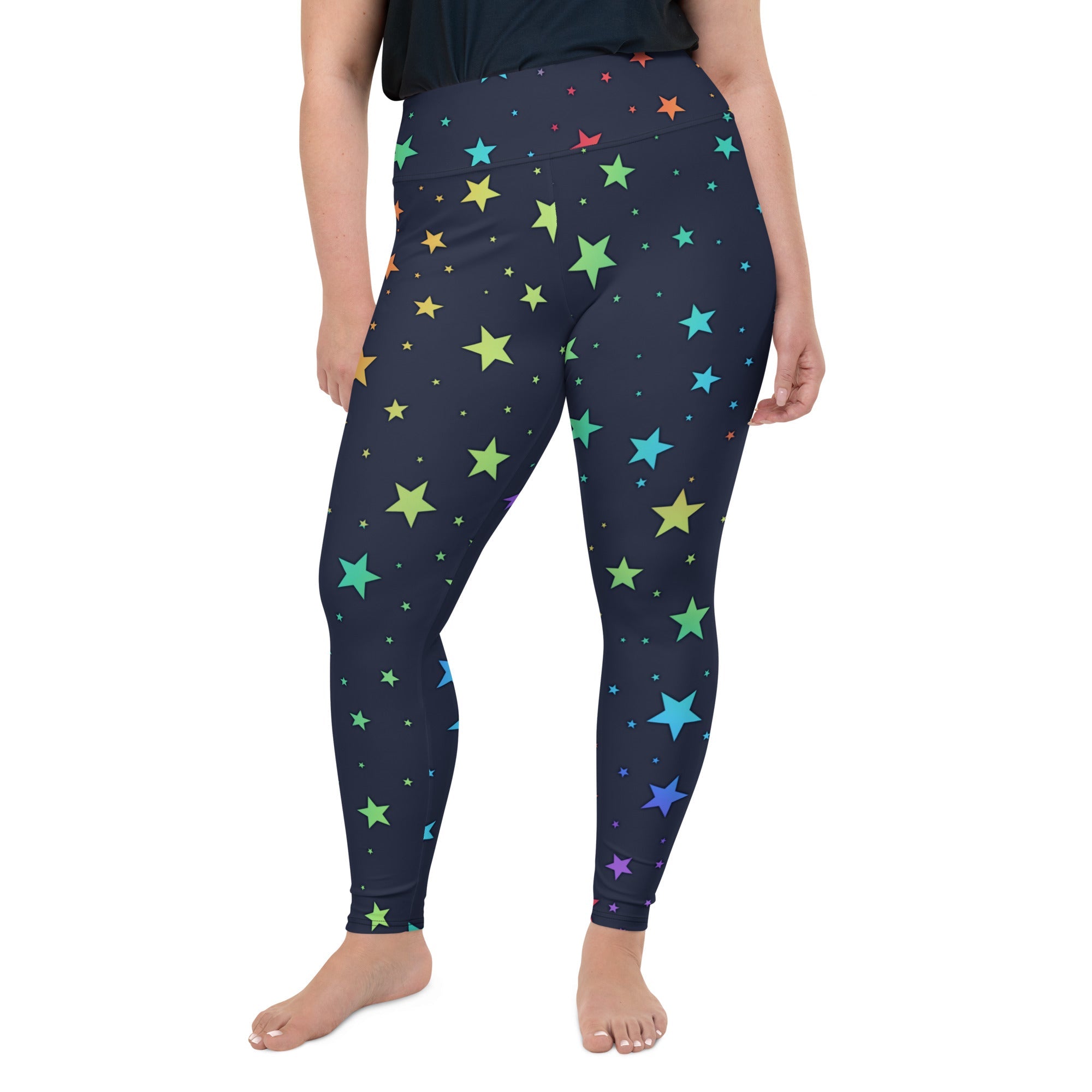 Rainbow Stars Plus Size Leggings - Main Image