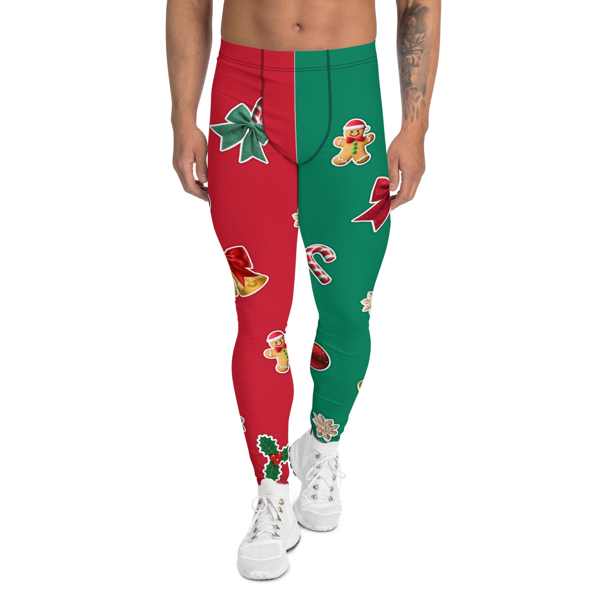Red & Green Christmas Men's Leggings