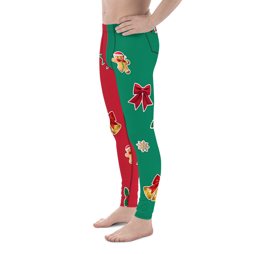 Red & Green Christmas Men's Leggings