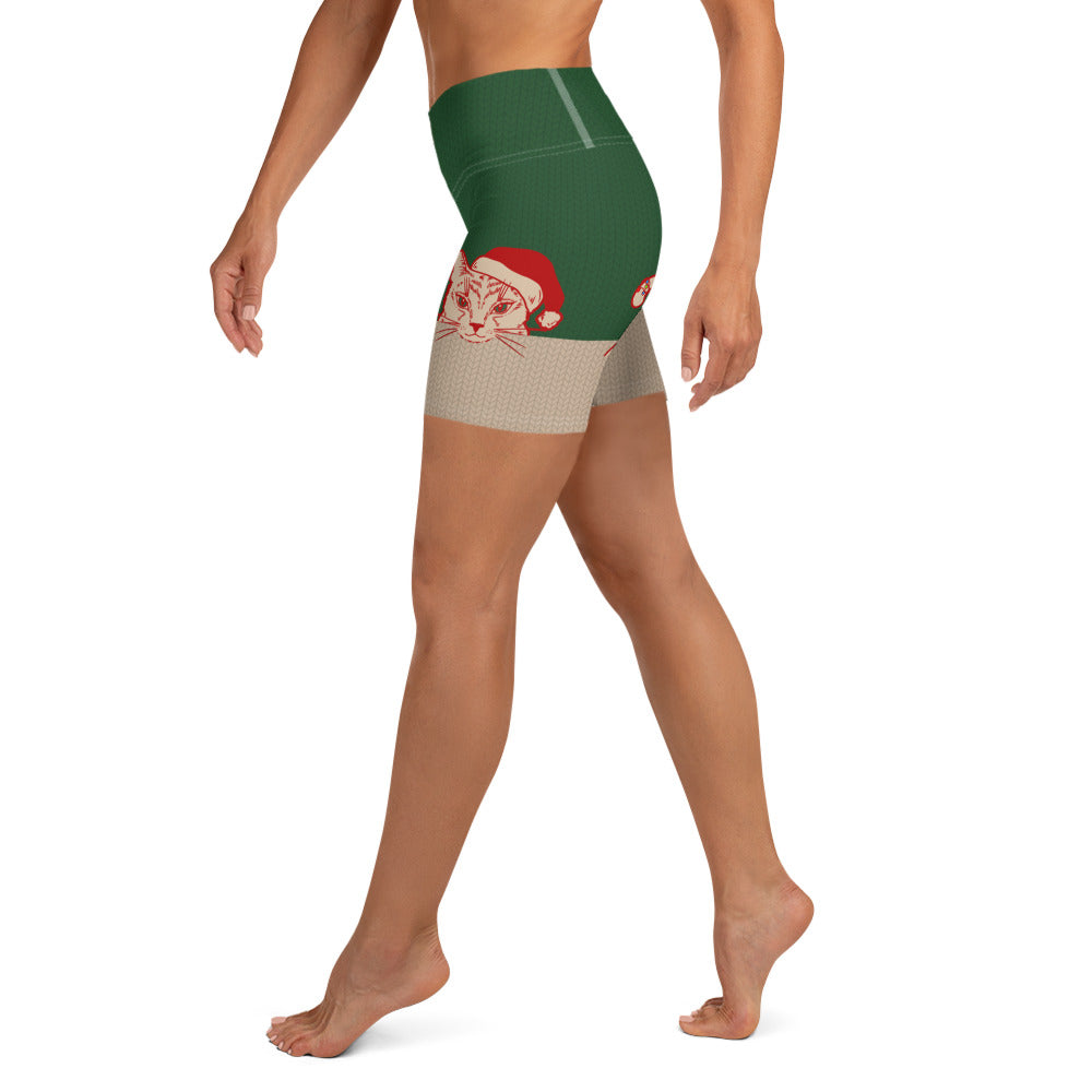 Santa Cat Yoga Shorts