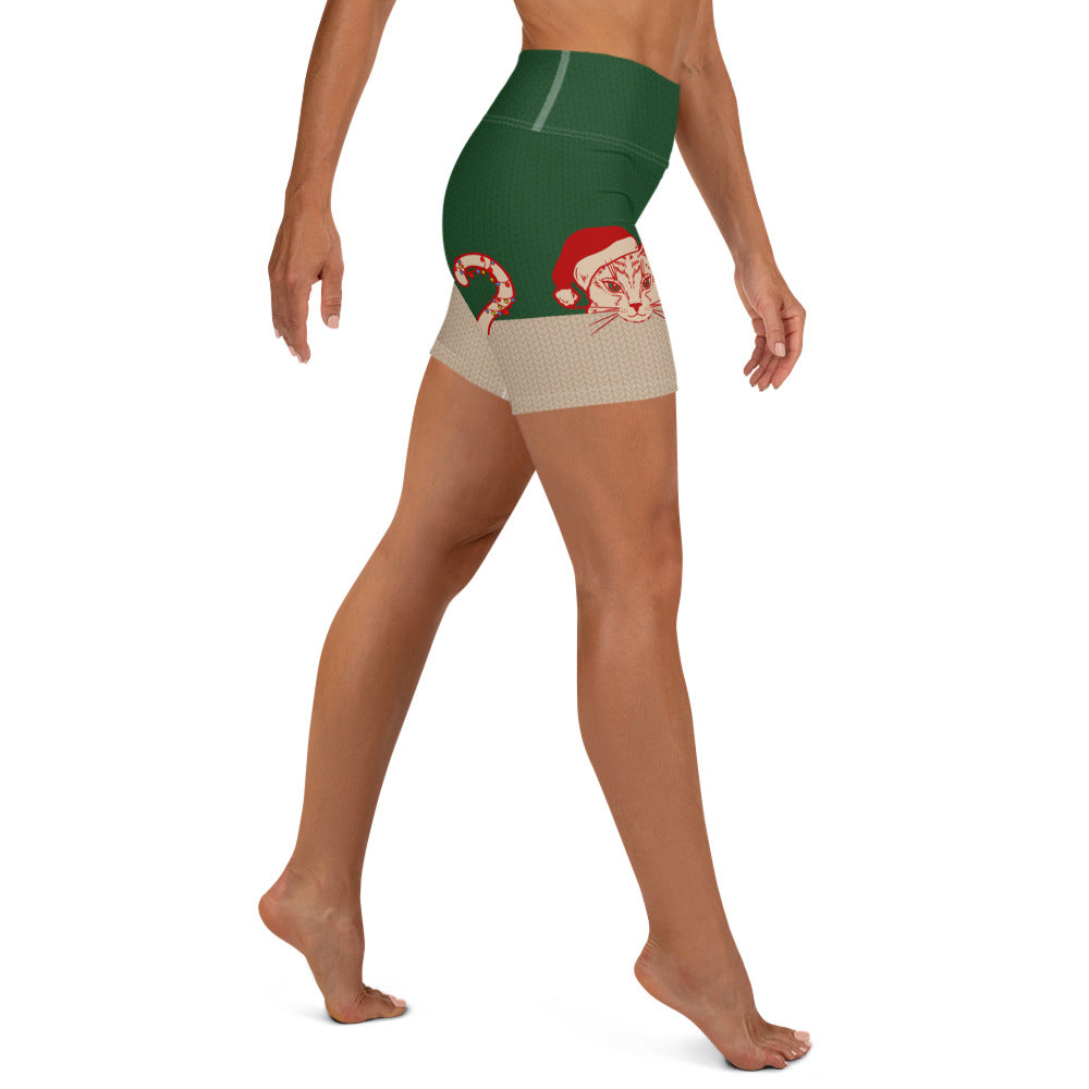 Santa Cat Yoga Shorts