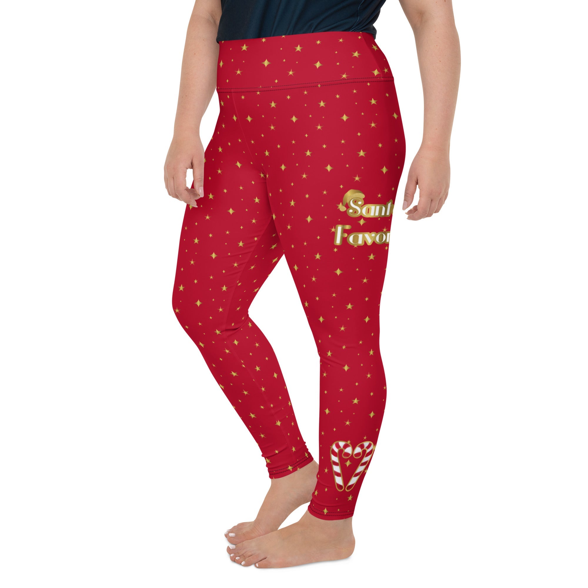 Santa Plus Size Christmas Leggings Christmas Tree Santa Candy Cane