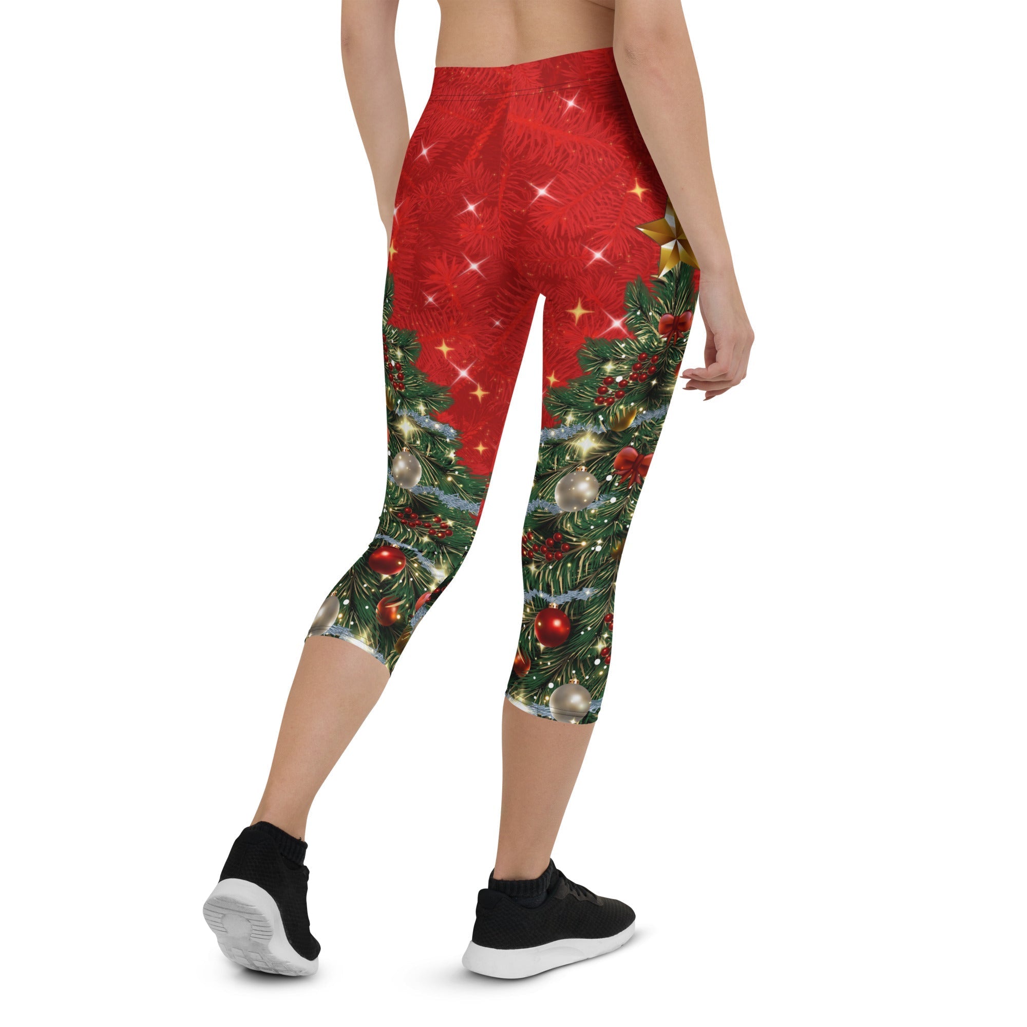 Sparkly Print Christmas Tree Capris