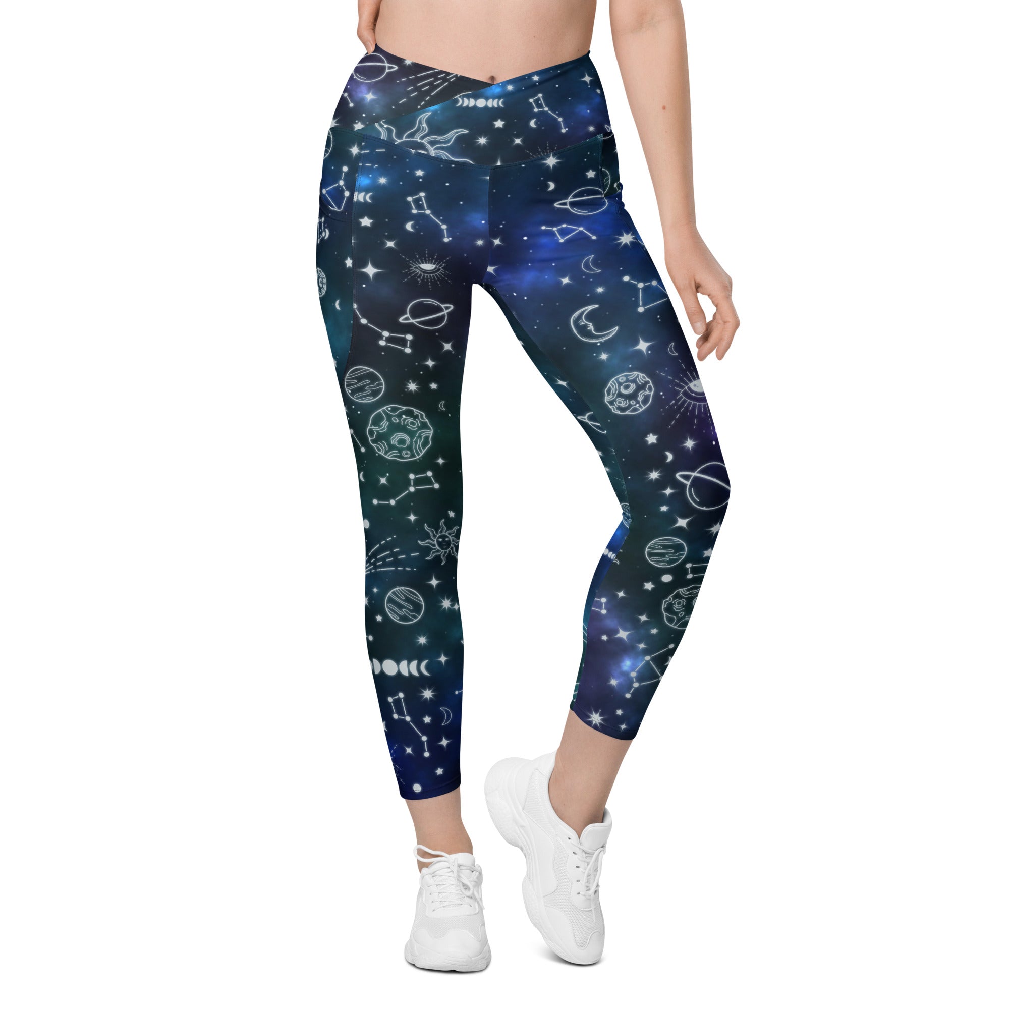 Spiritual Doodles Crossover Leggings With Pockets