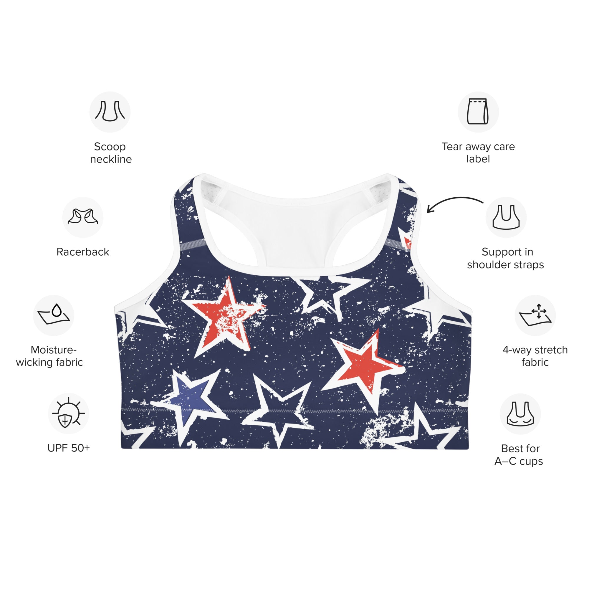 Stars of Liberty Sports Bra