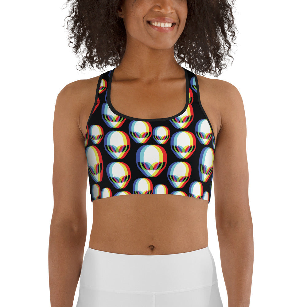 Trippy Alien Sports Bra