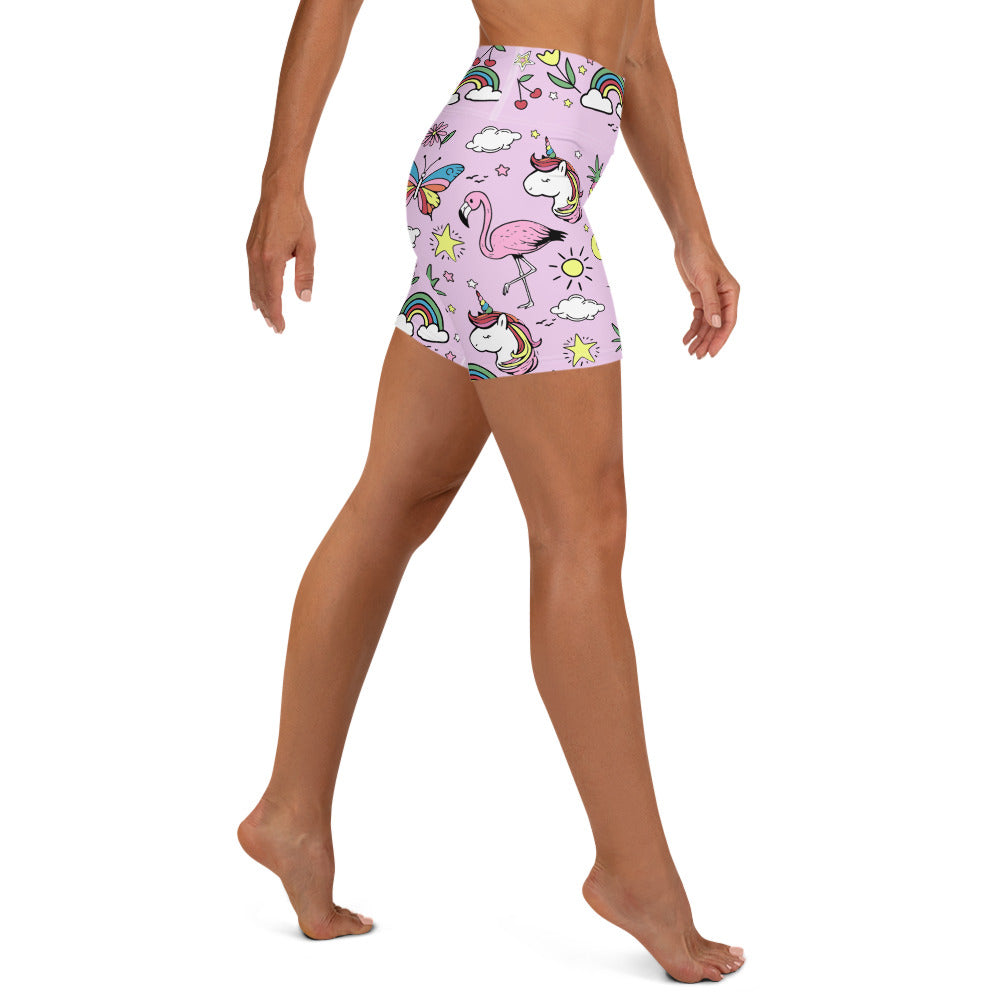 Unicorn Print Yoga Shorts