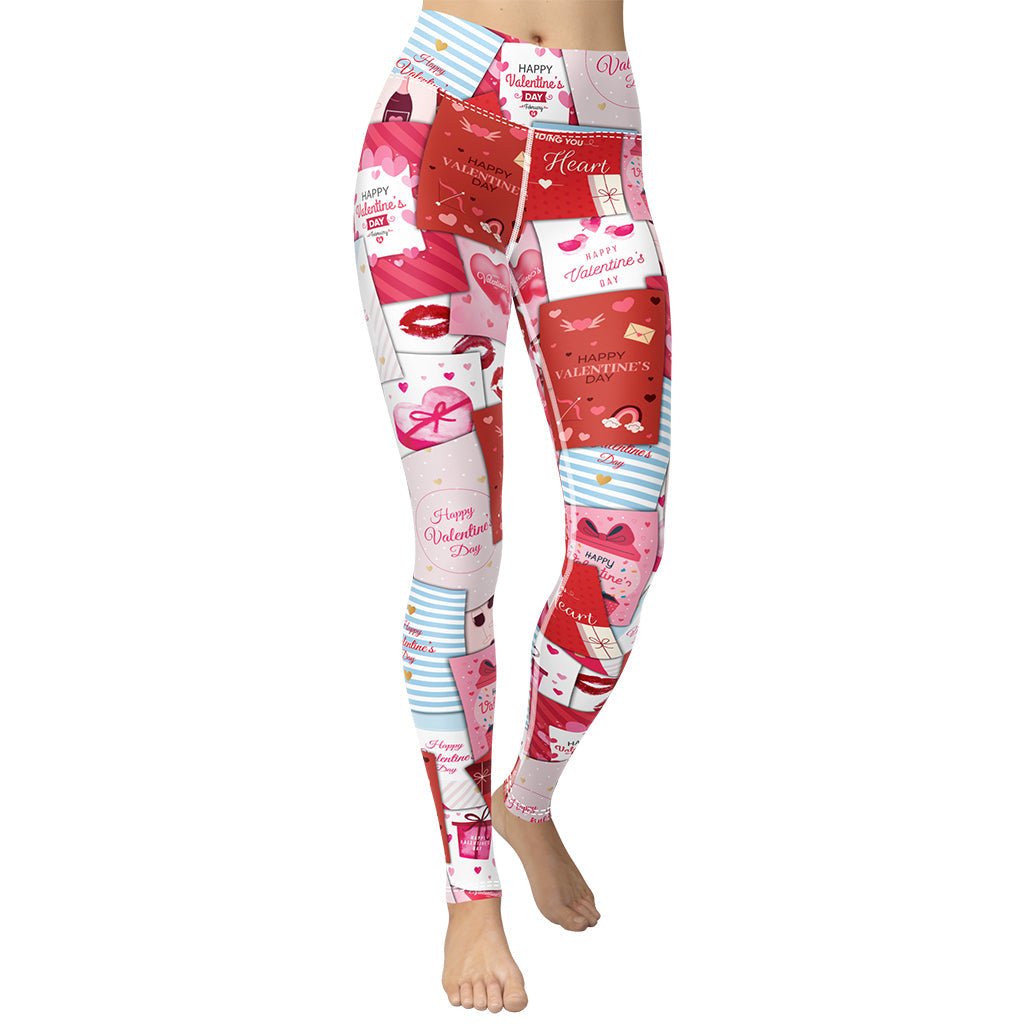 Leggings for Women Valentines Day Print Tights Heart Love Dwarf Pattern Mid  Waist Stretch Lounge Yoga Pants Leggings