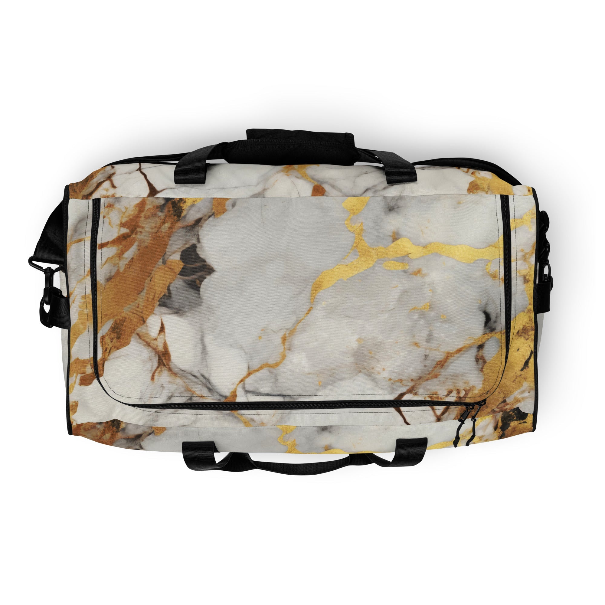 White & Gold Marble Duffle Bag