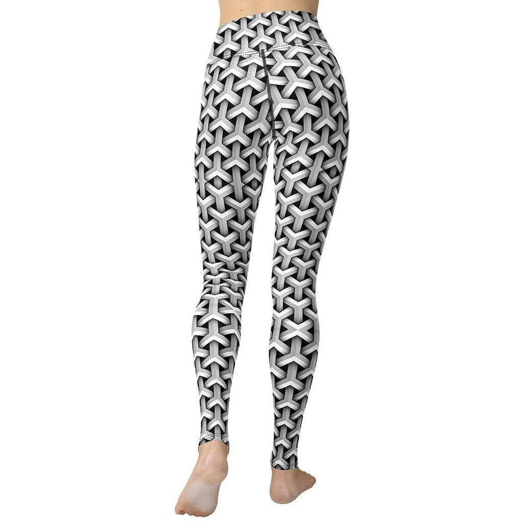 3D Woven Metallic Print Yoga Leggings