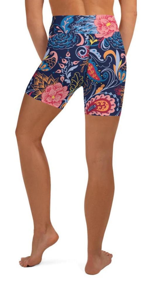 Art Deco Floral Yoga Shorts