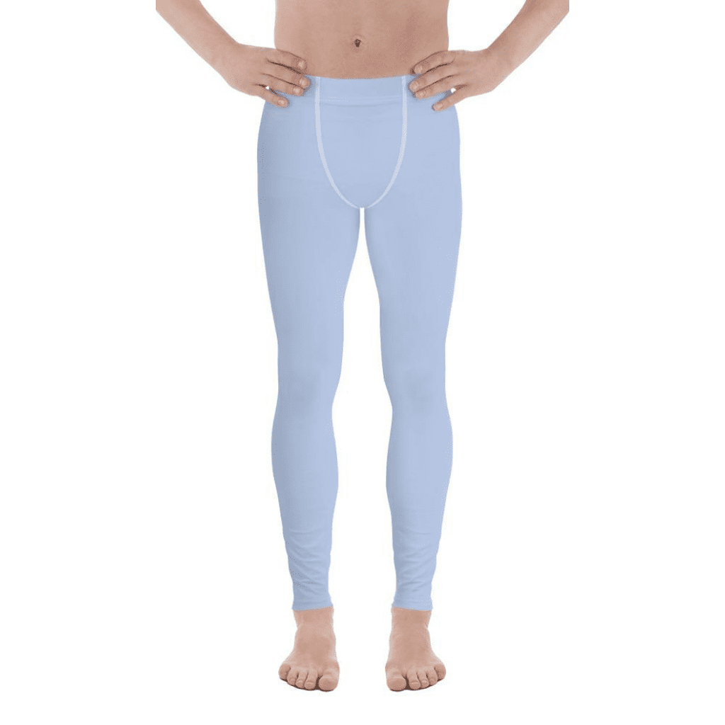 Sky Blue Blue Mens Leggings Nylon Compression Pant And Full Tights