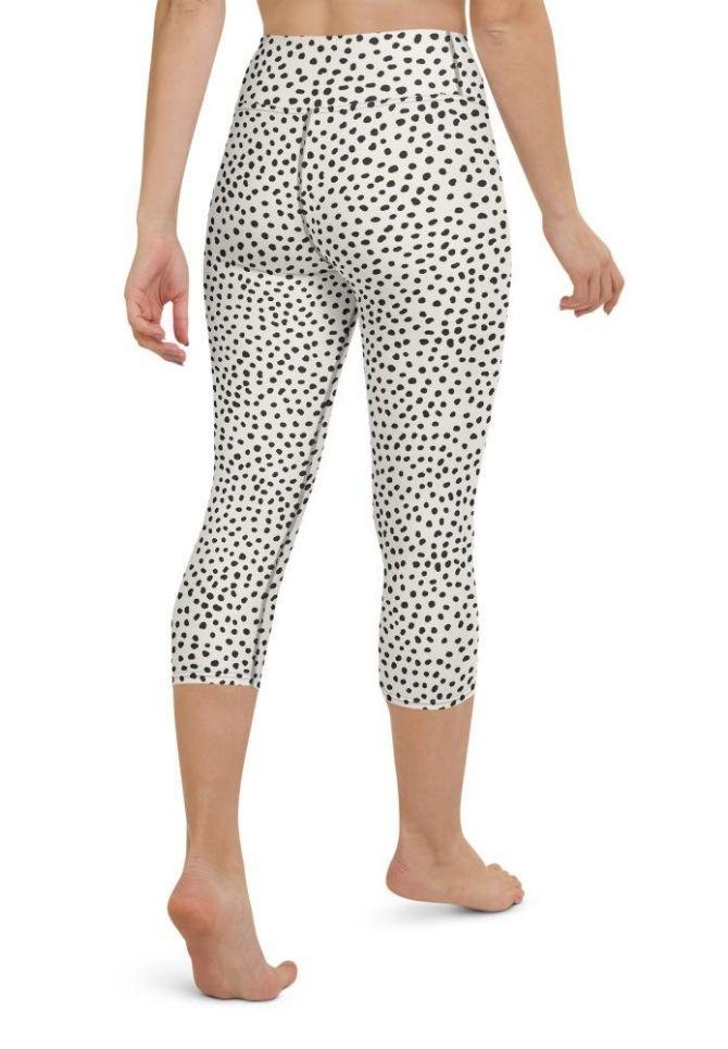 Beige Polka Dot Pattern Yoga Capris