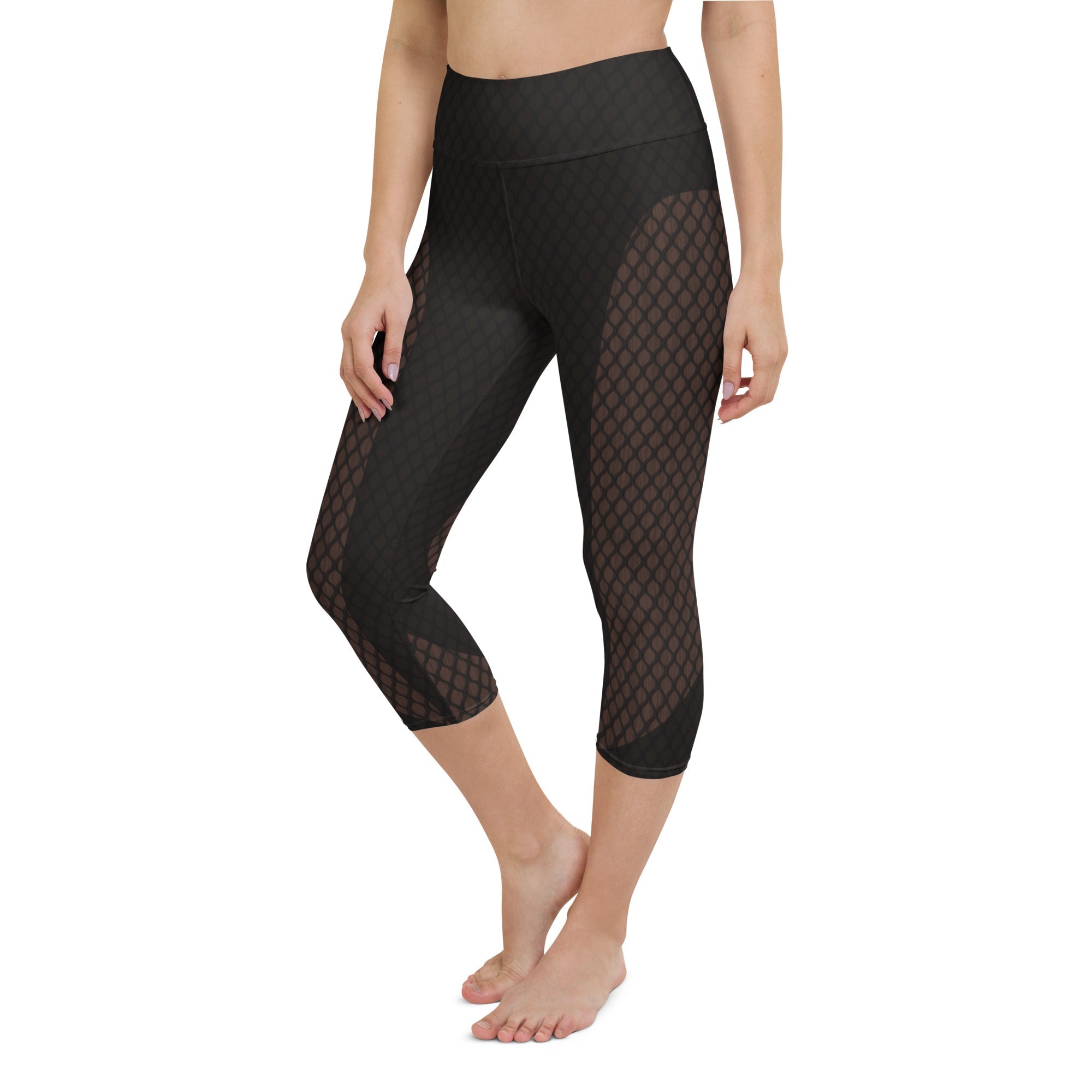 Black Mesh Yoga Capris
