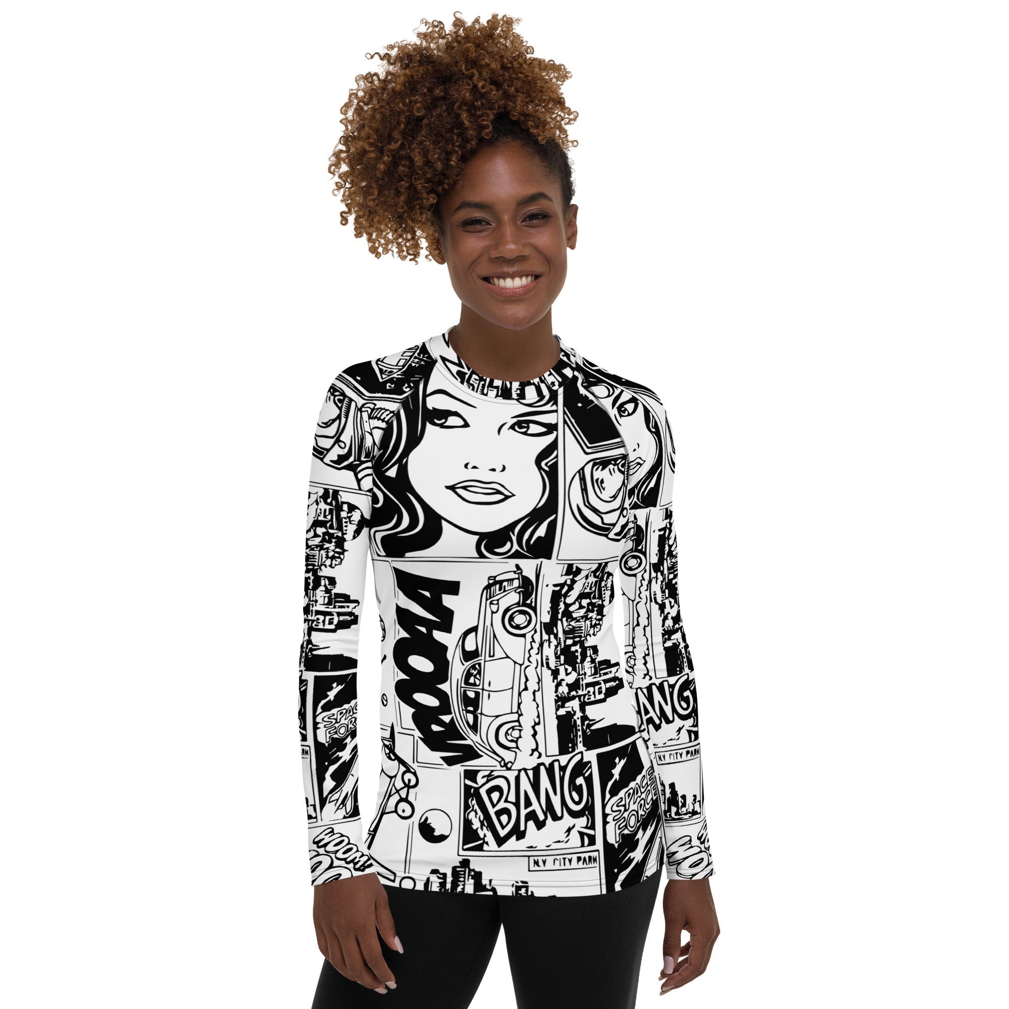 Black & White Comic Book Rash Guard