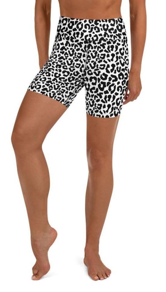 Black & White Leopard Yoga Shorts