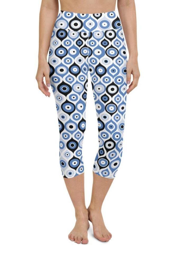 Blue Eye Pattern Yoga Capris