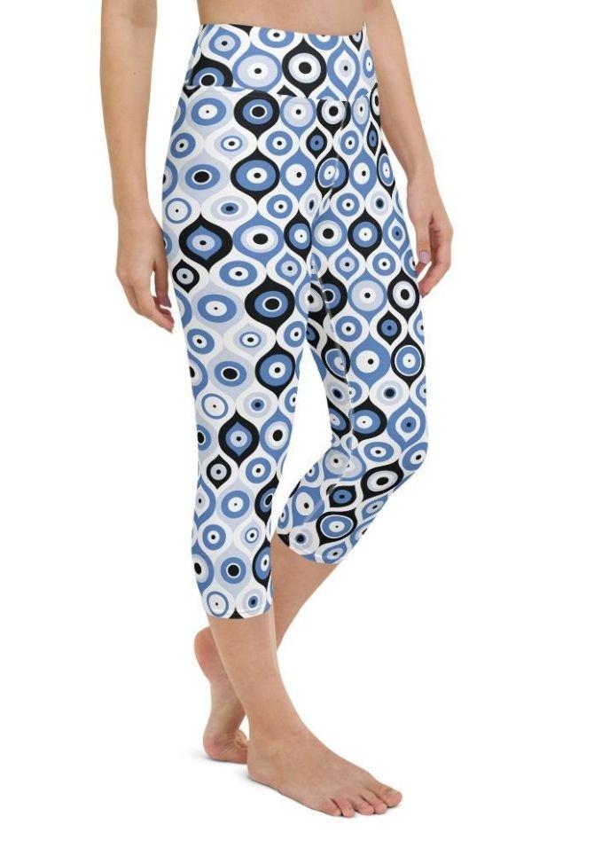 Blue Eye Pattern Yoga Capris