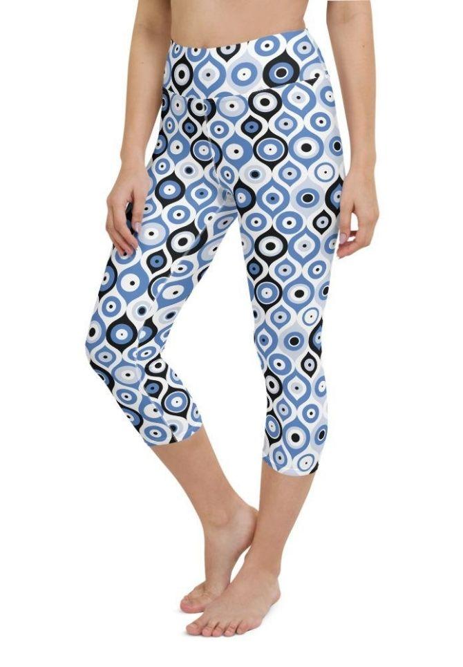Blue Eye Pattern Yoga Capris