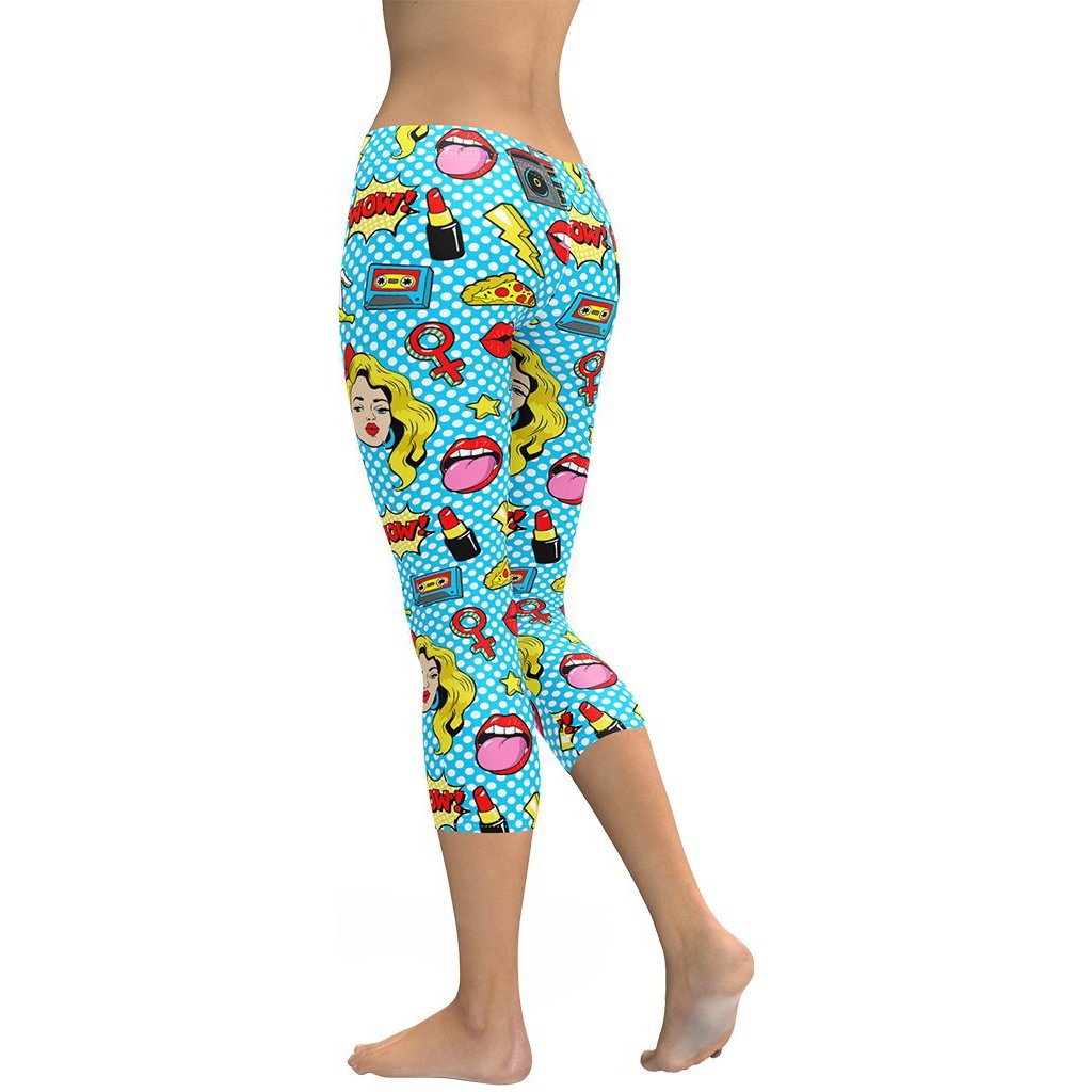 Blue Pop Art Pattern Capris