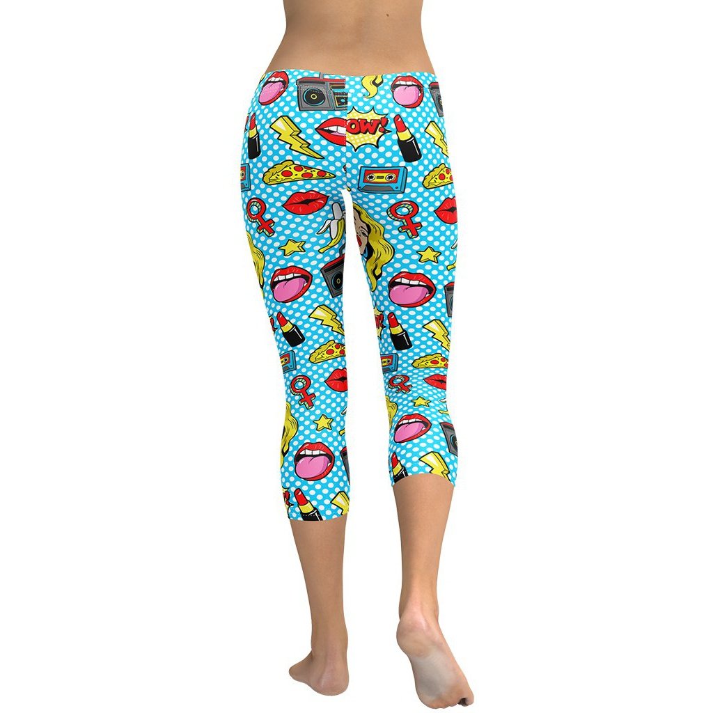 Blue Pop Art Pattern Capris