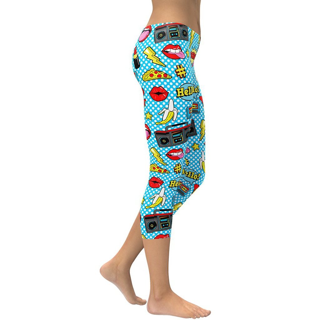 Blue Pop Art Pattern Capris