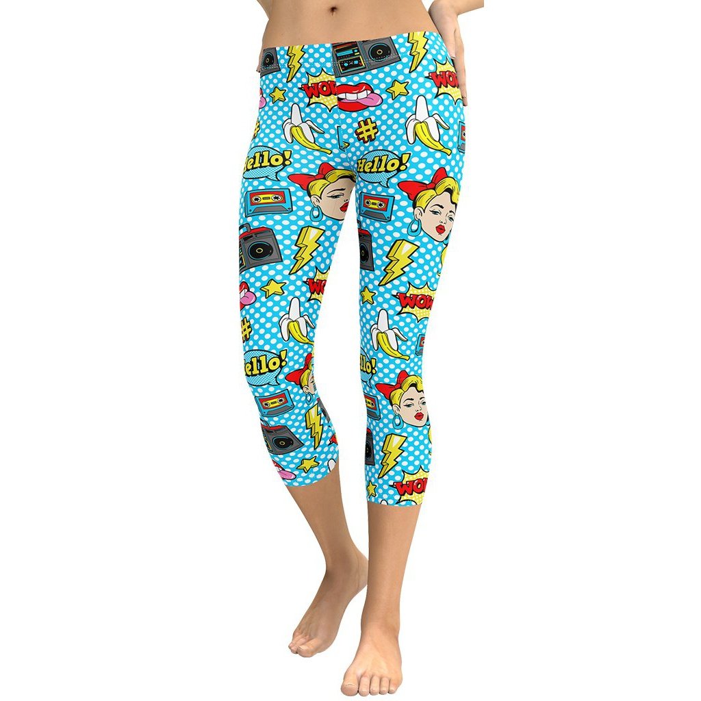 Blue Pop Art Pattern Capris