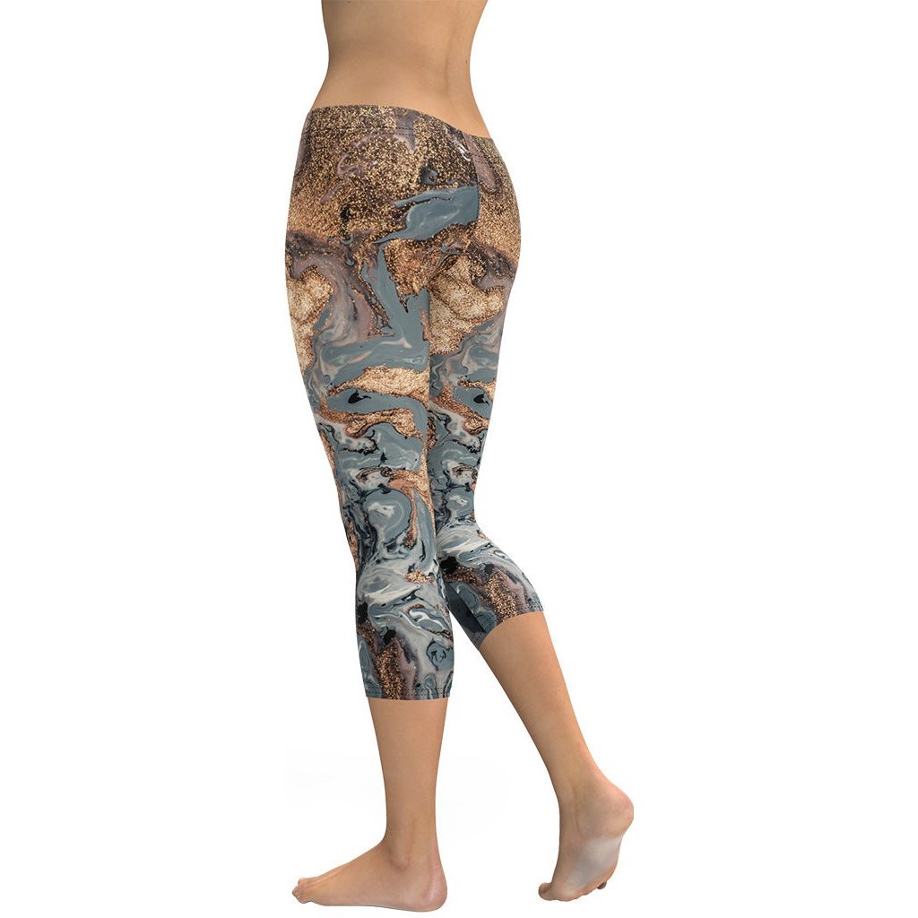 Bronze Marble Print Capris