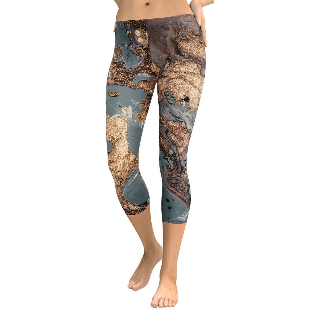 Bronze Marble Print Capris