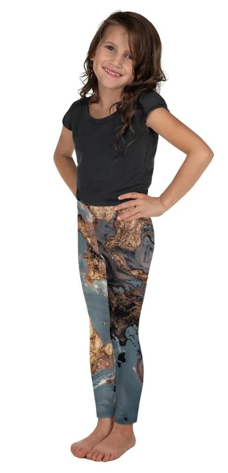 Bronze Marble Print Kid's Leggings