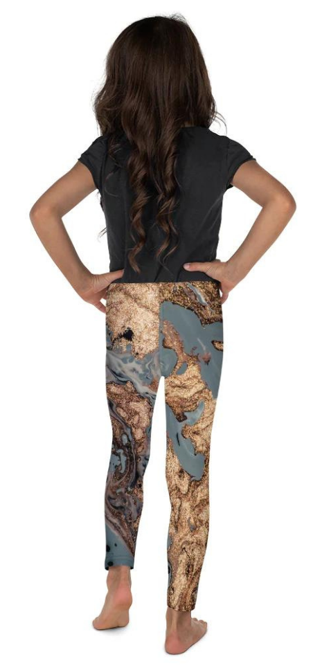 Bronze Marble Print Kid's Leggings