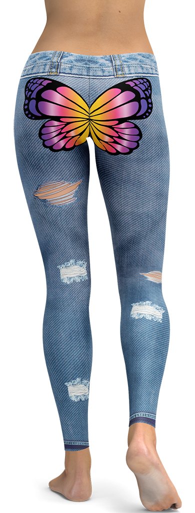 Butterfly Denim Print Leggings