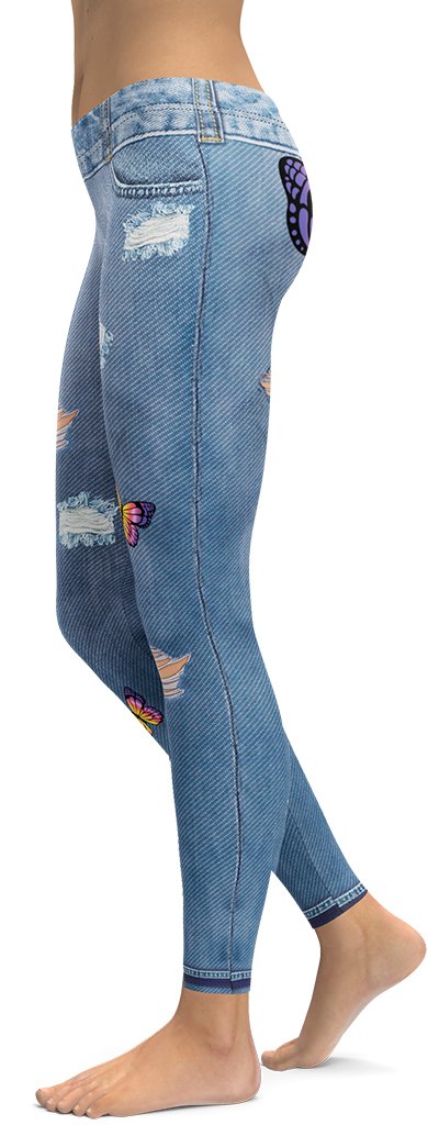 Butterfly Denim Print Leggings