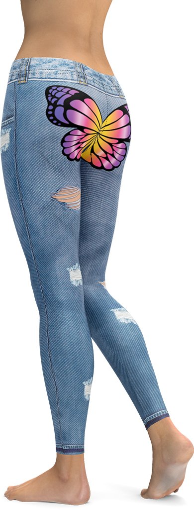 Butterfly Denim Print Leggings