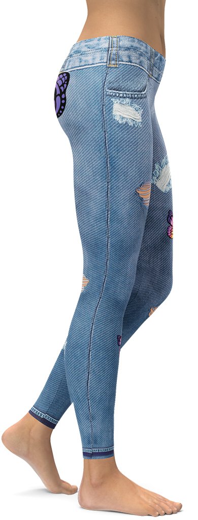 Butterfly Denim Print Leggings