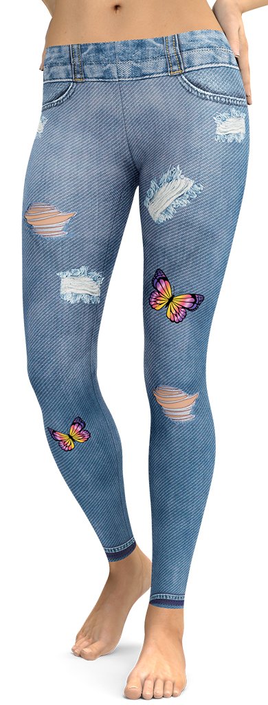 Butterfly Denim Print Leggings