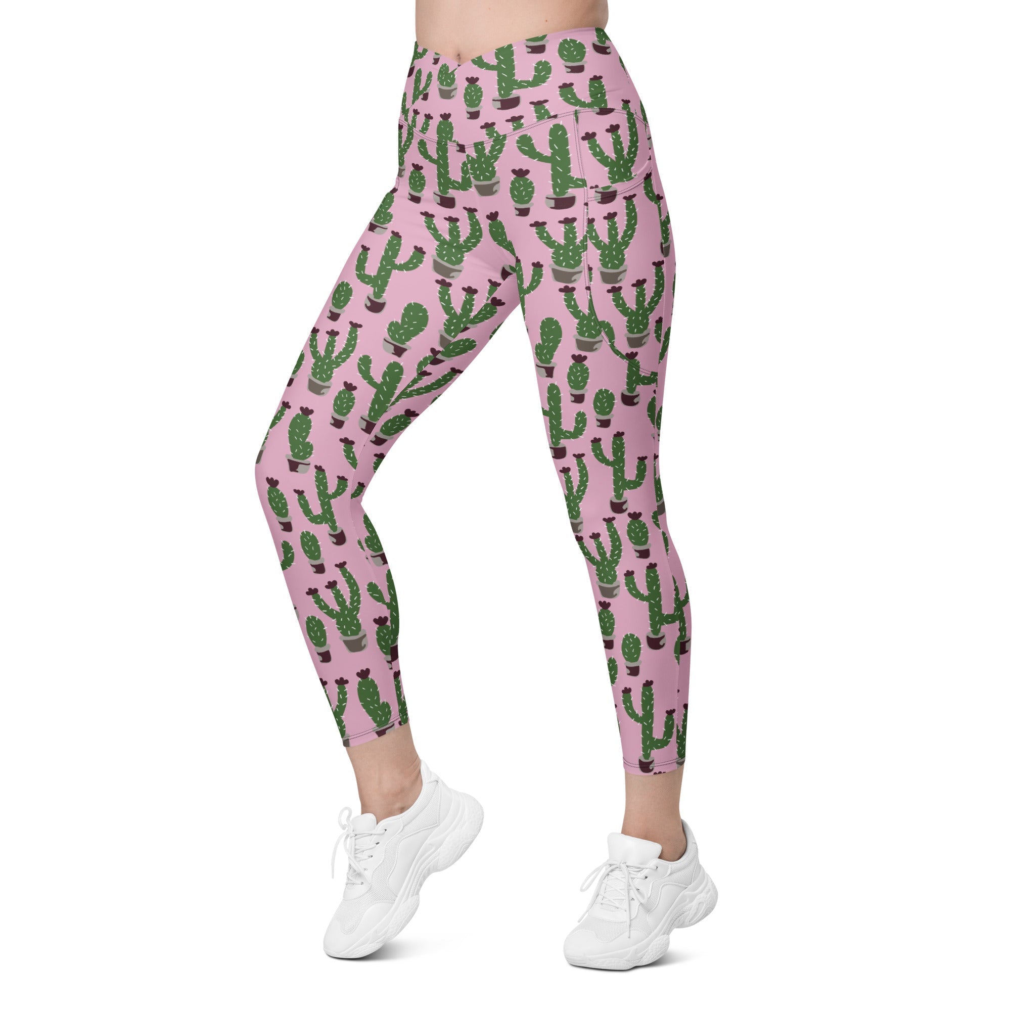 Cactus Love Crossover Leggings With Pockets