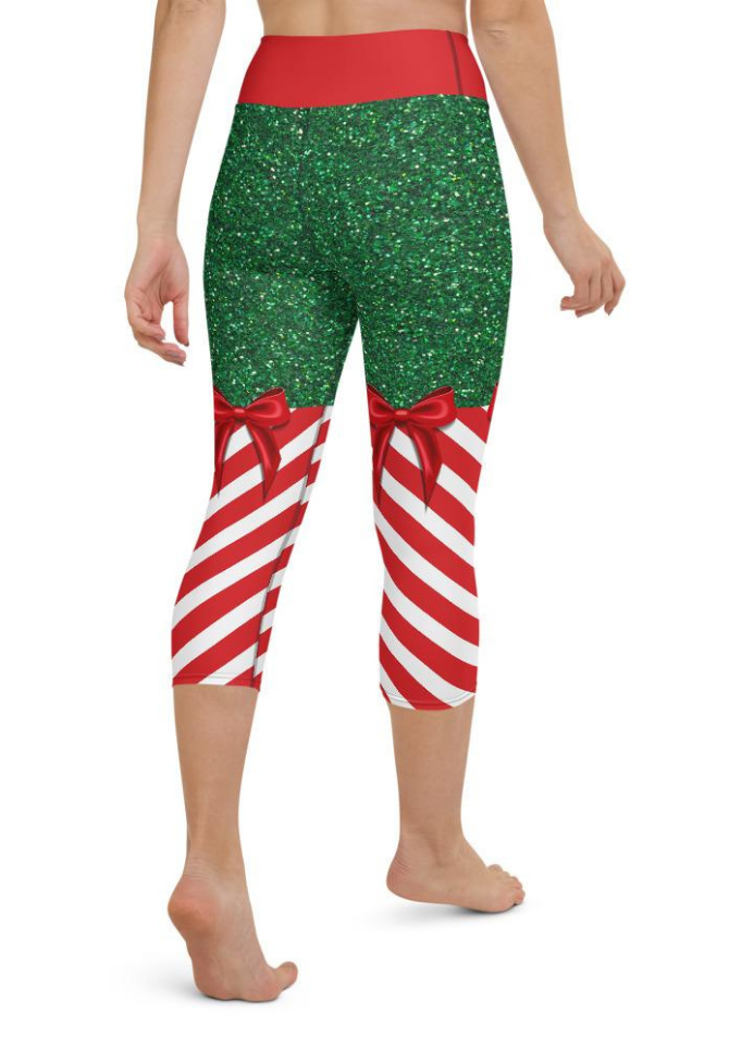 Candy Stripe Christmas Yoga Capris
