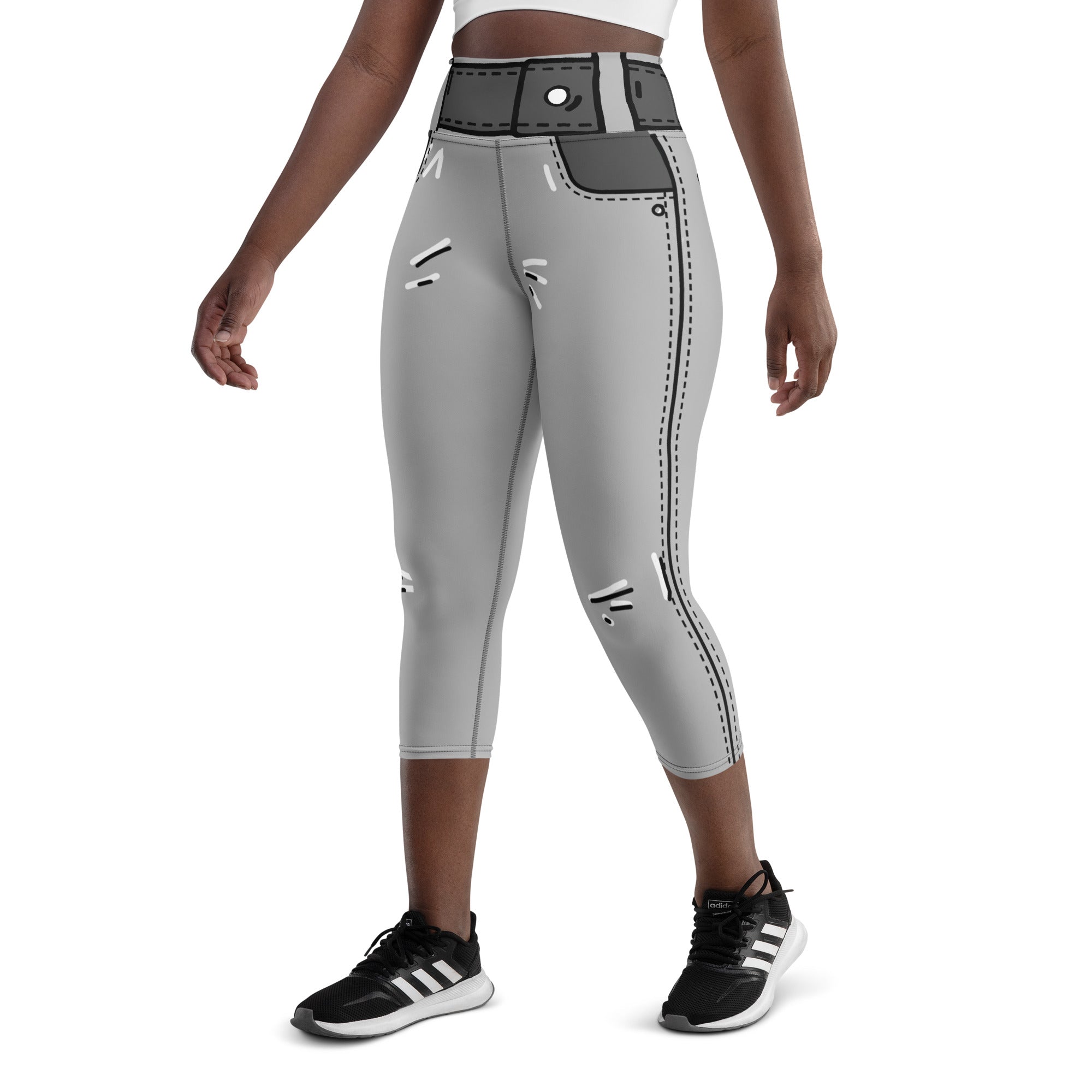 Cartoonized Monochrome Yoga Capris