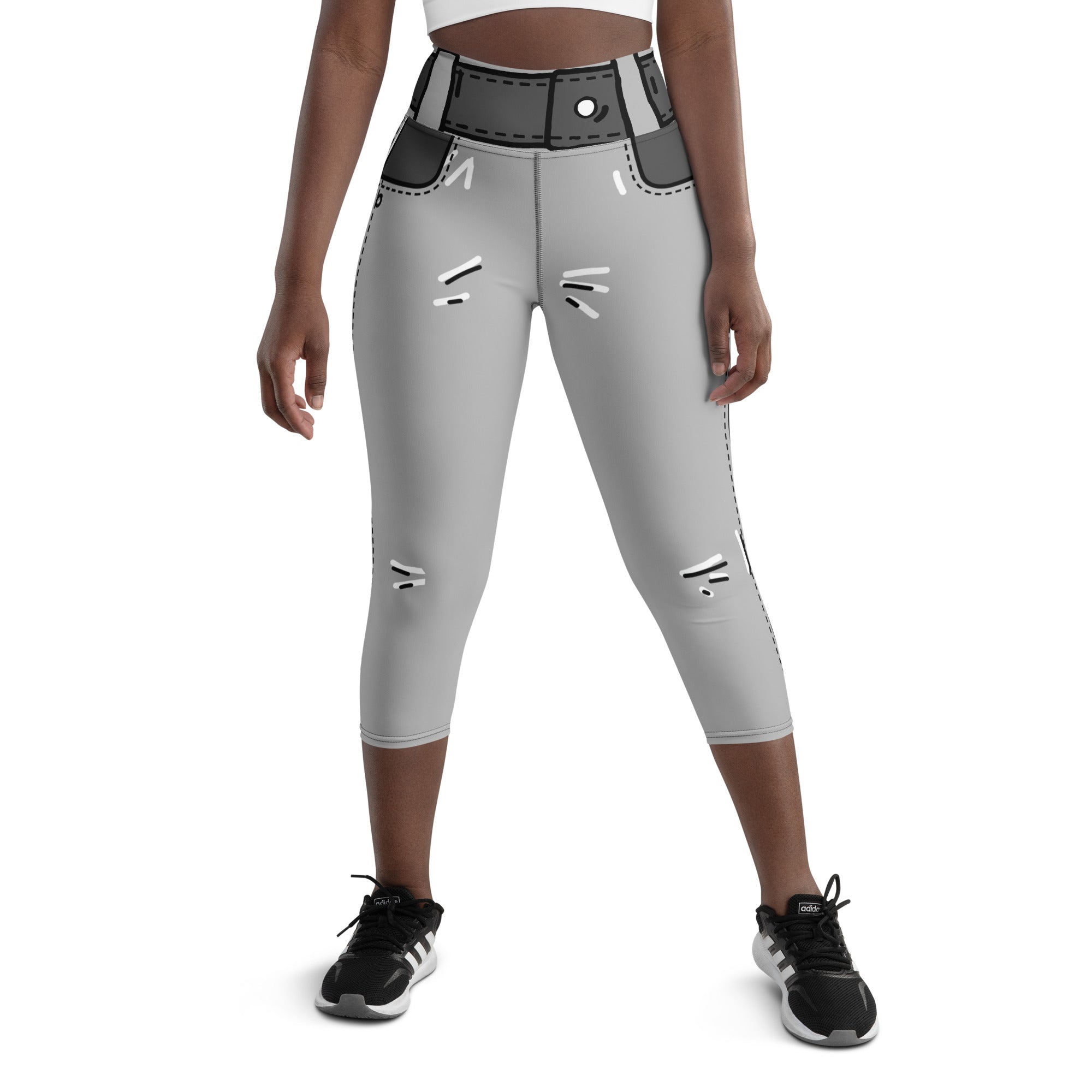 Cartoonized Monochrome Yoga Capris
