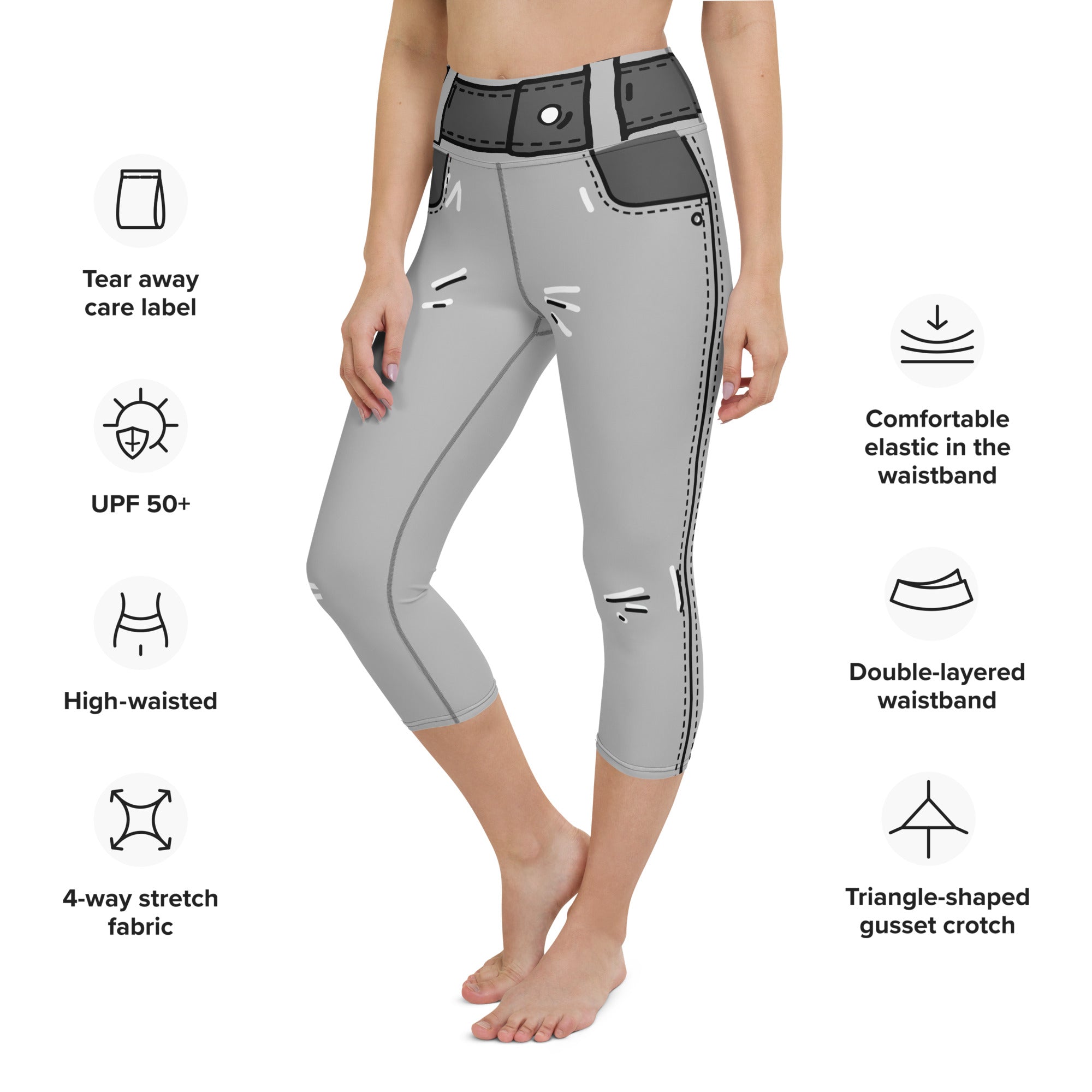 Cartoonized Monochrome Yoga Capris
