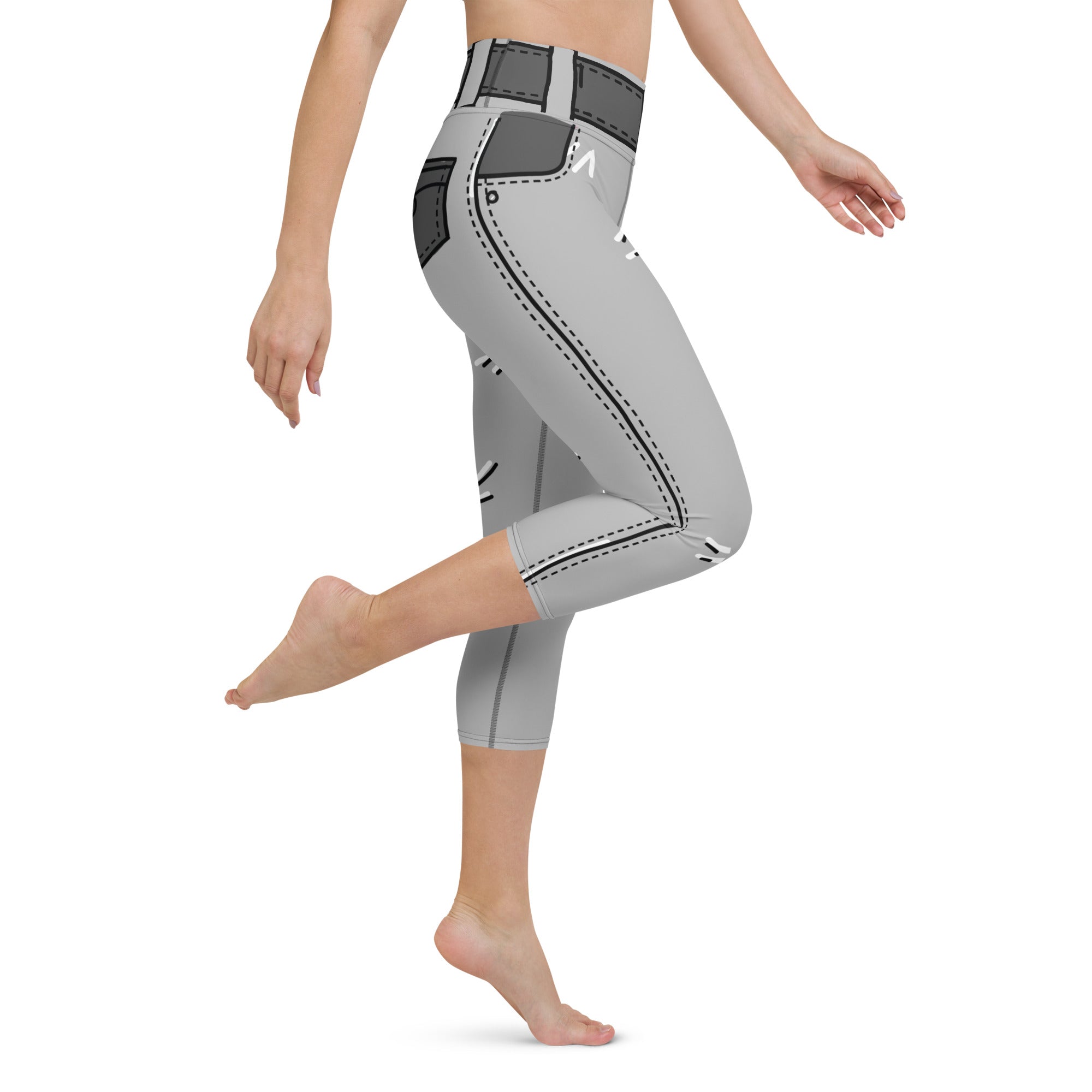 Cartoonized Monochrome Yoga Capris
