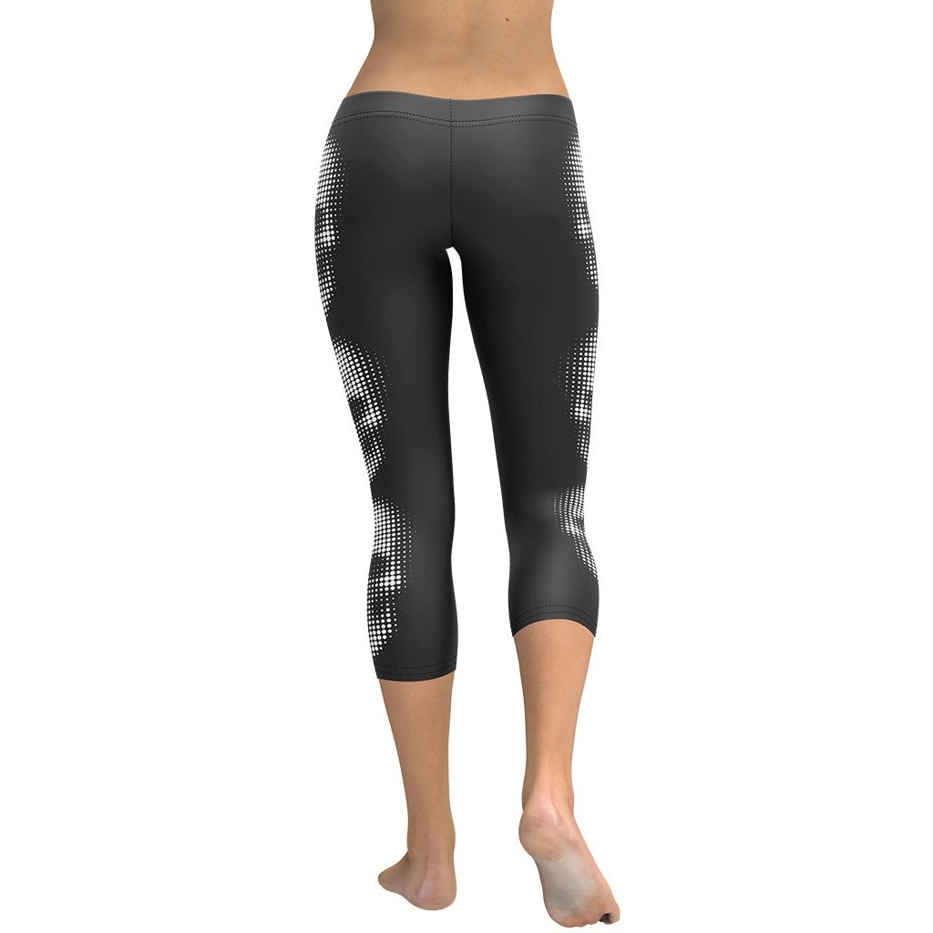 Charcoal Halftone Skull Capris