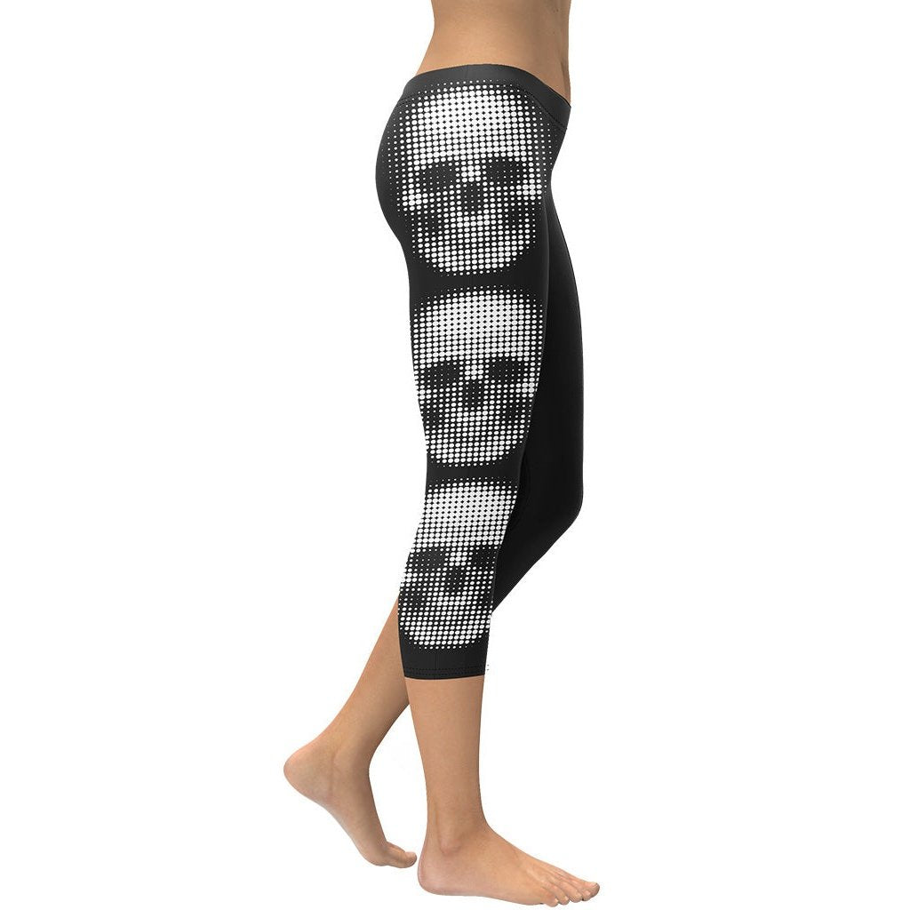 Charcoal Halftone Skull Capris