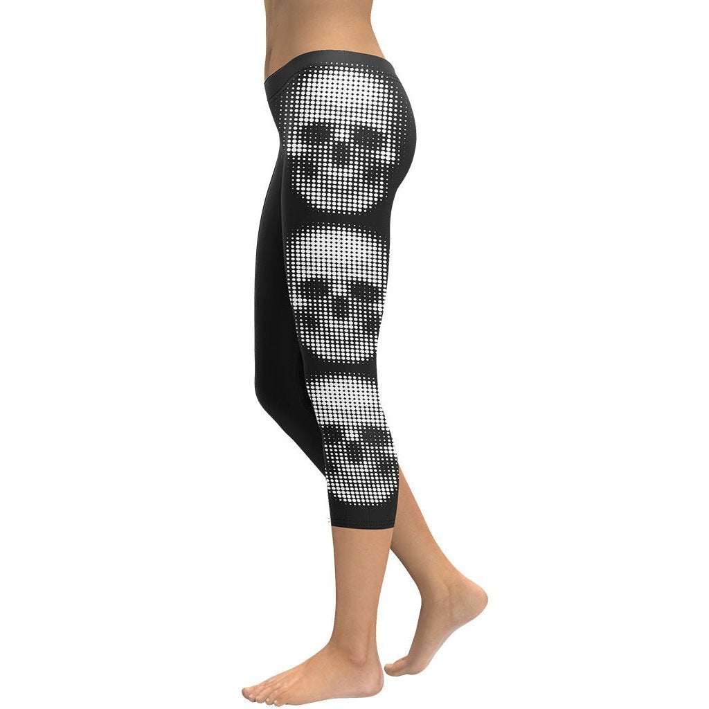 Charcoal Halftone Skull Capris