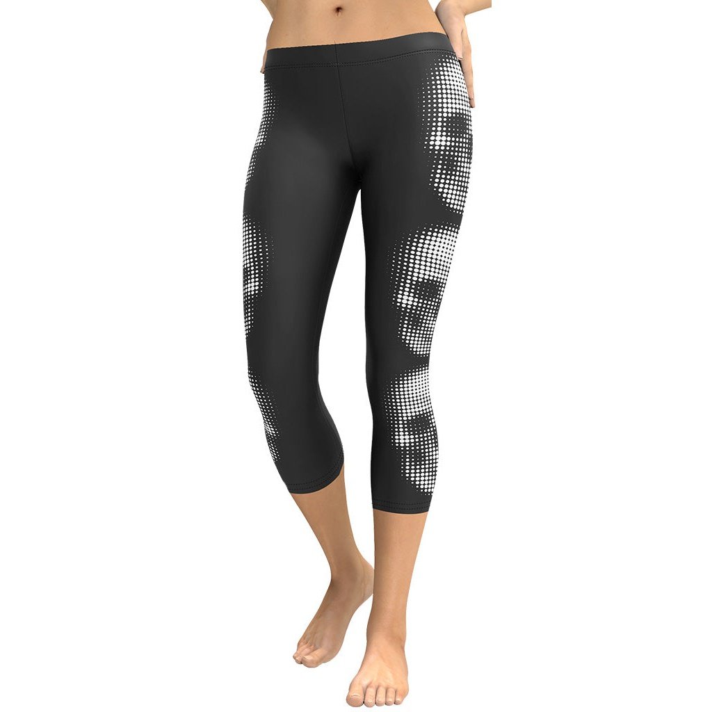 Charcoal Halftone Skull Capris