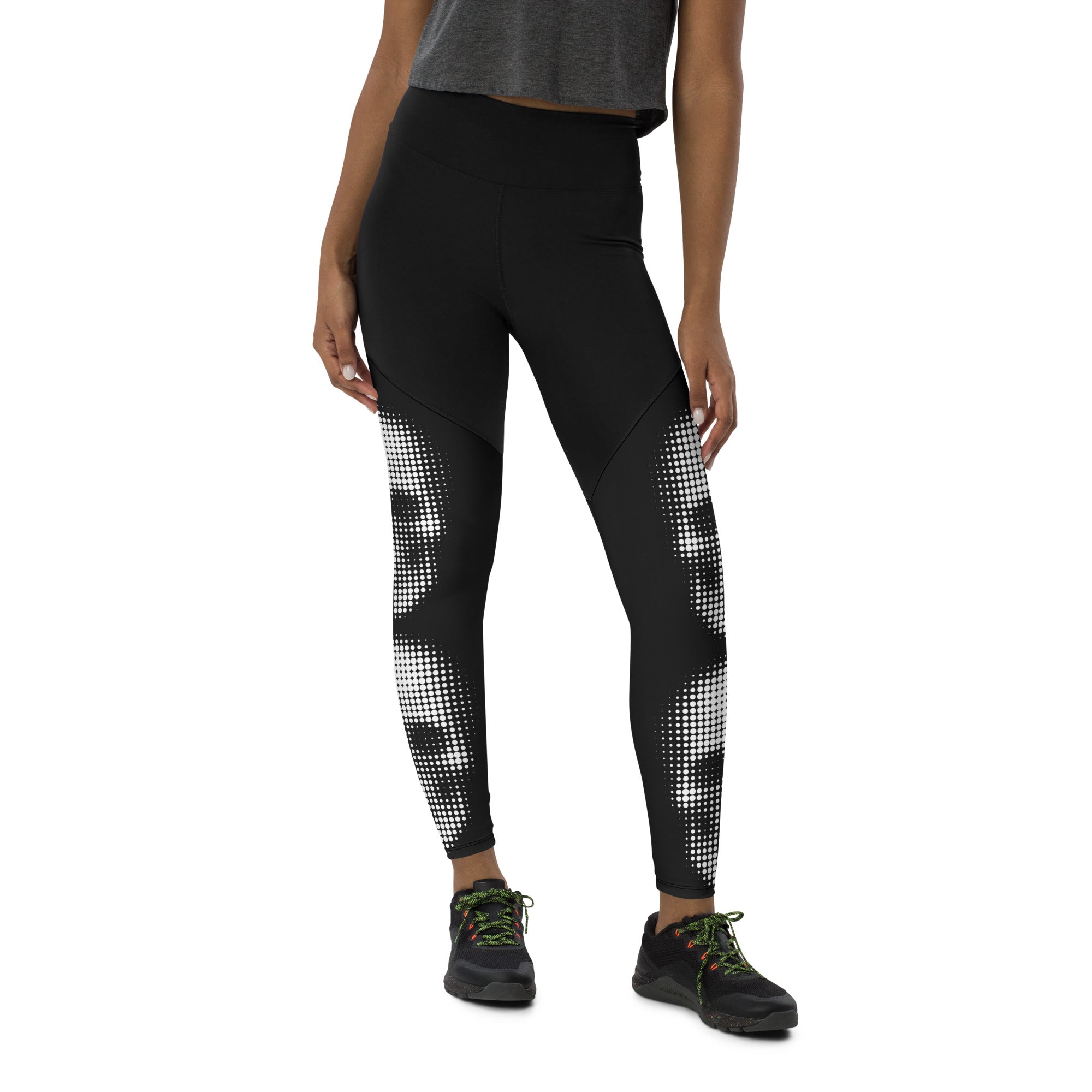 Charcoal Halftone Skull Compression Leggings