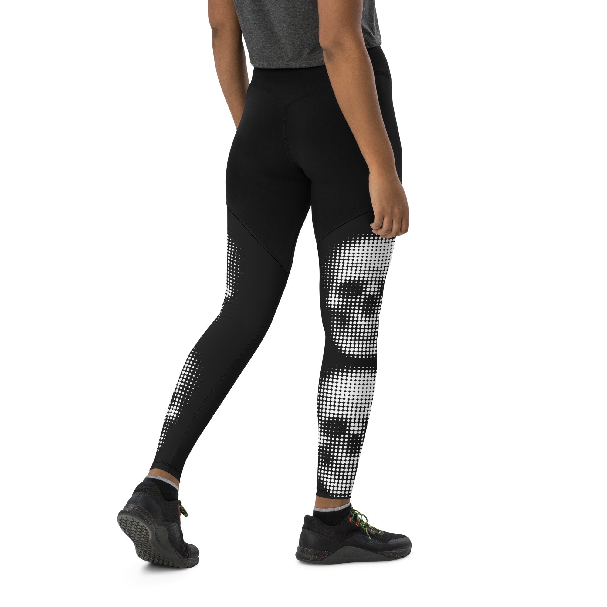 Charcoal Halftone Skull Compression Leggings
