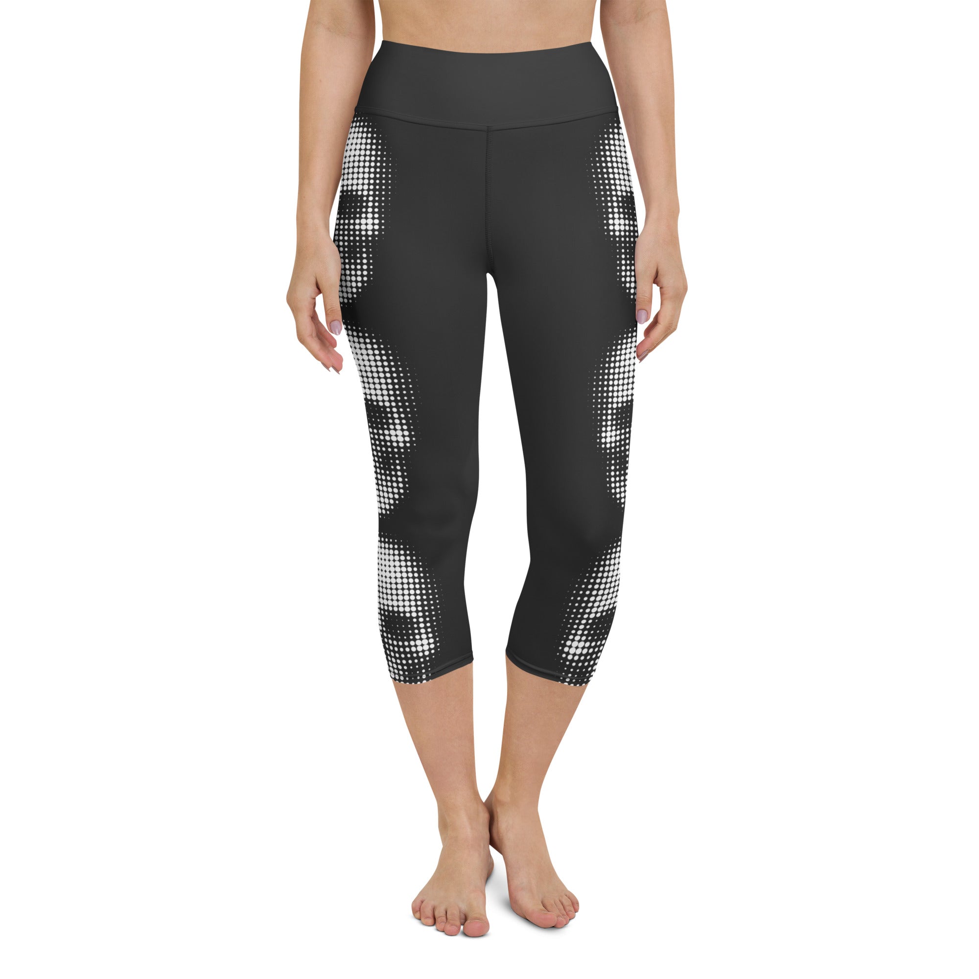 Charcoal Halftone Skull Yoga Capris